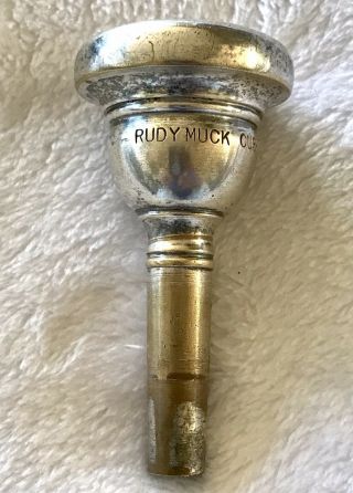 Vintage Rare Rudy Muck 26 Cushion Rim Trombone Mouthpiece Silver - Plated