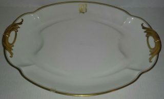 Large Antique Haviland Limoges " B " Meat Platter With Gold Trim - 18 Inches Wide