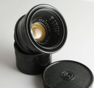 rare black Jupiter - 12 F/2.  8 35mm Lens M39 Zorki Leica Ltm Russian w/caps N901707 2
