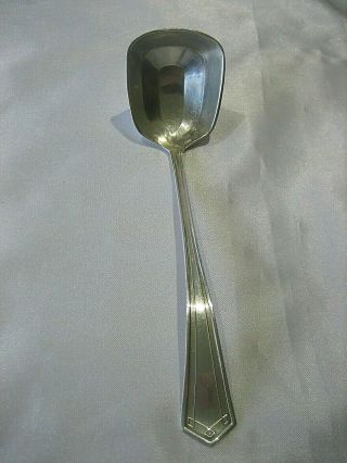 Estate Vintage Signed Ssmc Sterling Silver Art Deco Style Serving Spoon
