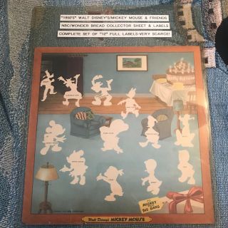 Very Rare Donald Duck Bread Label Set With Display Sheet,  Mickey And Friends Set
