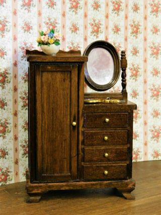 Vintage Dollhouse Miniature Victorian Dresser W/ Tilt Mirror