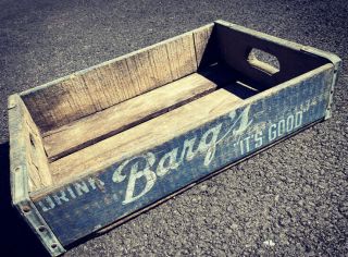 Vintage Very Rare Blue Drink Barq’s It’s Good Root Beer Wood Soda Pop Crate