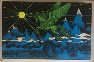 El Pegasus vintage Blacklight Poster psychedelic Houston Pin - up 1970 ' s Unicorn 2