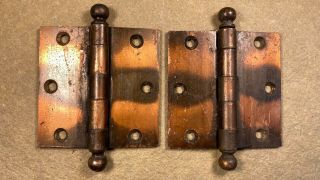 Vintage Japanned Copper Stanley Sweetheart Cannon Ball 3.  5 " Door Hinges