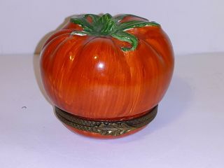 Antique Trinket Box - Tomato - Limoges?chamout France - 1.  75in - Hinged