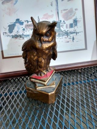 Galvano Bronze Antique Owl Raptor Moon Audubon Bookend Bronze Clad 1920 Only 1