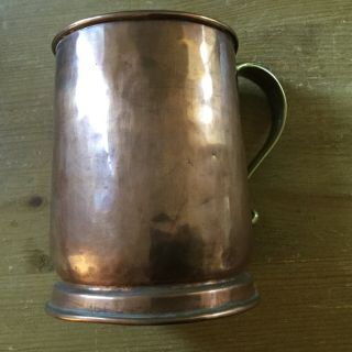 Vintage Copper Tankard With Brass Handle