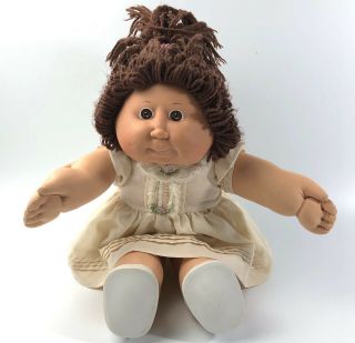 Rare Vintage 1982 Cabbage Patch 16 " Girl Doll Brown Hair - Dress Shoes