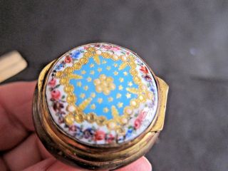 Antique Copper Enamel Painted Snuff / Trinket/pill Box