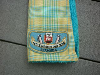 Vintage Golf Towel Caddy Bag Rag Castle Harbour Golf Club Bermuda Plaid Terry