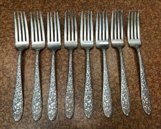 8 National Silver Company Plated Aa Dinner Forks " Narcissus Pattern "