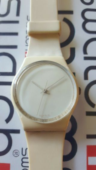 Swatch White Out Gw107 1987 Standard Gents 34mm Vintage