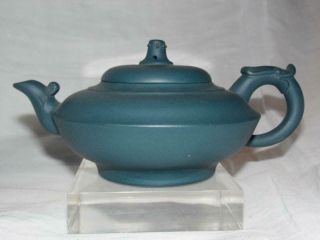 Fine Chinese 20thc Republic Yixing Zisha Blue Clay Teapot W/ Artist Seal Mark