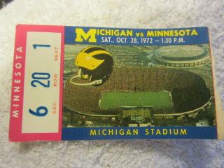 Vintage Rare 1970 University Of Michigan Minnesota Football Ticket Stub 10/24/70