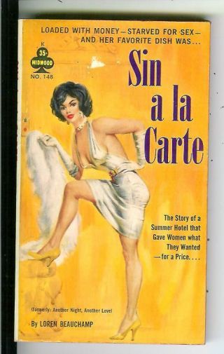 Sin A La Carte By Loren Beauchamp,  Rare Midwood 148 Sleaze Gga Pulp Vintage Pb