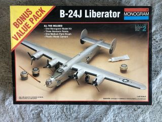 Vintage Monogram B - 24j Liberator 1/48 Scale Plastic Model Kit 6385 Unbuilt Rare