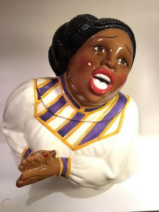 Vintage Cookie Jar Gospel Singer Clay Art Black Americana 1996 W/s&p - Rare
