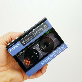 Vintage Blue Rare Sony Walkman Wm - F15 Cassette Am/fm Portable Radio Tape K7