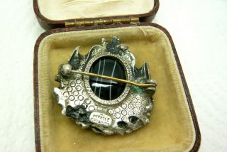 VINTAGE JEWELLERY MIRACLE CREATIONS SCOTTISH CELTIC BANDED AGATE CHERUB BROOCH 3