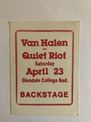Rare Reprint Promo Card Van Halen Quiet Riot Backstage Pass 1977 Heavy Metal