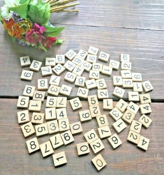 83 Wooden Tile Numbers From Rare Numble Game - Great For Arts & Crafts Crafting
