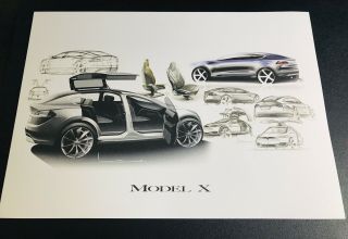 Tesla Model X Sketch Print Design Reservation Gift - Elon Musk - Rare