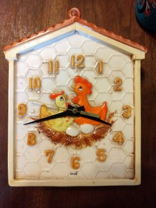 Rare Vintage Sears Roebuck Ceramic Japan Chicken Rooster Clock