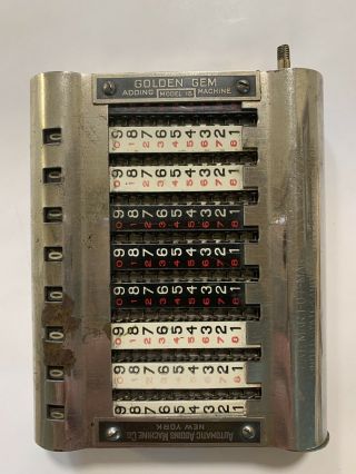 Antique Golden Gem Model 16 Automatic Adding Machine Co.  Ny Missing Knob