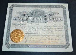 The Gold Run Mining And Milling Company 1896 Antique Stock Certificate – Scam?