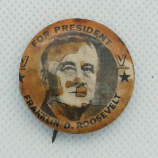 1944 - Franklin D.  Roosevelt - U.  S.  Presidential Election Button - Rare