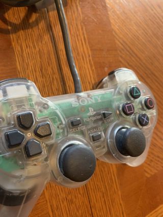 Sony PS1 Playstation Rare Wired TRANSPARENT CLEAR Controller Authentic 2
