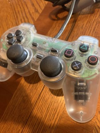 Sony PS1 Playstation Rare Wired TRANSPARENT CLEAR Controller Authentic 3