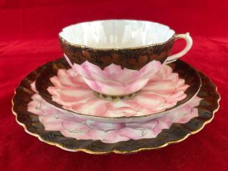 Good Antique Japanese Porcelain Hand Painted Cup,  Saucer And Plate.  2 C1900.