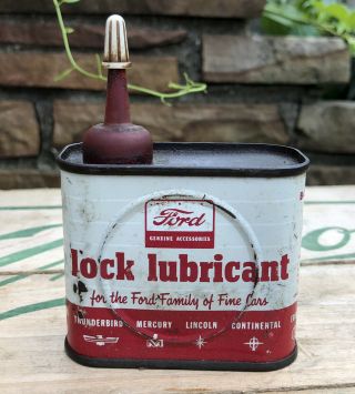 Vtg 1958 Ford Lock Lubricant Handy Oiler 4 Oz Oil Can Tin Edsel Dearborn Mi Rare