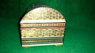 vintage / antique Micro Mosaic dome topped inlaid Trinket Box.  micromozaic 3