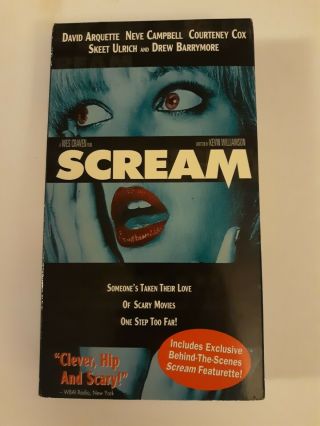 Scream Drew Barrymore Blue Cover Variant Rare Vhs Tape Horror Wes Craven 90s