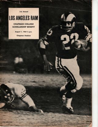 Very Rare Los Angeles Rams Chapman College Scholarship Benefit Program 8/1/1964