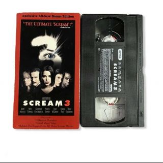 Scream 3 (vhs,  2000) Horror Tape Rare Bonus Edition Wes Craven