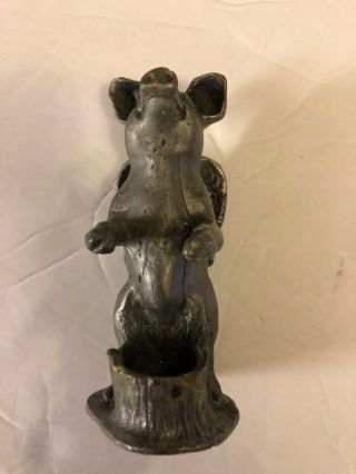 Vintage Pewter Flying Pig with Wings Candle Holder 4 1/2 