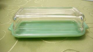 Fire King Rare Jadeite Butter Dish W/ Crystal Lid 1/4 Pound