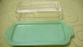 FIRE KING RARE JADEITE BUTTER DISH W/ CRYSTAL LID 1/4 Pound 2