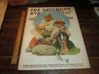 The Saturday Evening Post 8/3/1929,  Norman Rockwell,  Fishing,  Aug 3,  1929 Antique