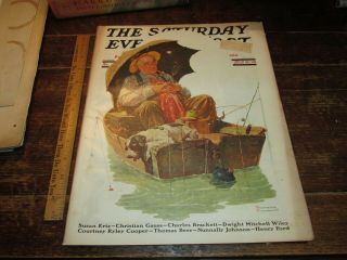 The Saturday Evening Post 7/19/1930,  Norman Rockwell,  Fishing,  July 19,  1930 Antique