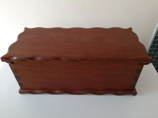 Vintage Wooden Chest Style Box.  Hinged Lid.  Sliding Internal Storage.  L 30cm