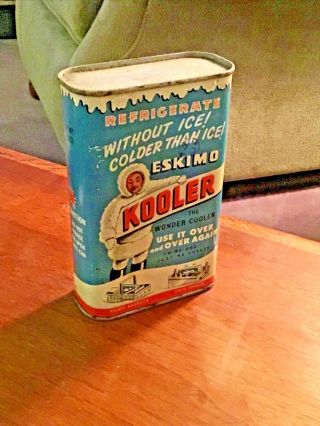 Vintage Eskimo Kooler Metal Ice Pack Can - Rare