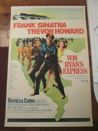Von Ryan`s Express - 40 X 60 Rare Movie Poster - Frank Sinatra