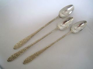 3 Ice Tea Spoons Narcissus By National Silver Plate Co.  No Monograms