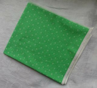 Rare Vintage Laura Ashley 1 Yd Cotton Fabric By Cohoma 1976 Green White Flowers