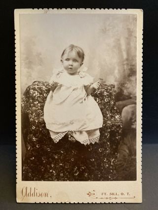 Antique Cabinet Card Photo Cute Little Baby Ft Sill Oklahoma Territory Ot 1890s